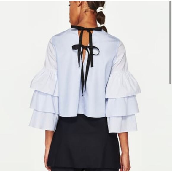 Zara Tops - Zara Trafaluc collection blue three layer sleeve top blouse